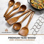 Wooden Spoons for Cooking – 6 Pcs Premium Teak Wooden Utensil Set - Image 2