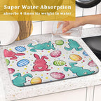 Easter Dish Drying Mat for Kitchen Counter Colorful Bunny Holiday Microfiber - Image 6