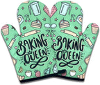2 Pack Funny Baking Oven Mitts for Women, Baking Queen, Heat Resistant Silicone by Unknown