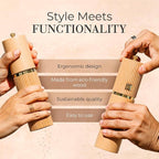 Wooden Salt and Pepper Grinder Set – Refillable Manual Salt and Pepper Mills - Image 5