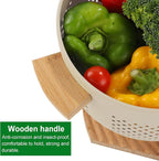 Metal Colander with Wood Handle, 5.5 Quart Powder Coated Steel Large Kitchen - Image 4