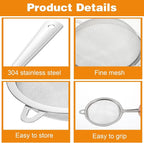 2 Pack Sieve Fine Mesh Stainless Steel, Mesh Strainer - Image 3