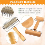 2Pcs Pizza Dough Roller & Dough Docker, Wood Rolling Pin Stainless Steel Dough - Image 3