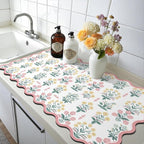 LOKHOM Scalloped Floral Dish Drying Mat, Cuttable Hide Stain Non-slip Drying Mat - Image 9