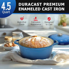 MUELLER HOME 4.5 QT Enameled Cast Iron Dutch Oven, Heavy-Duty Casserole Dish - Image 2