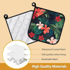 Tropic Hawaiian Hibiscus Flower Pot Holder Set of 2, Heat Resistant Potholders - Image 3