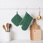 DII Basic Terry Collection 100% Cotton Quilted, Oven Mitt, Dark Green, 2 Piece - Image 4