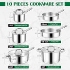 E-far 10-Piece Stainless Steel Cookware Set, Induction Pots and Pans Set - Image 2