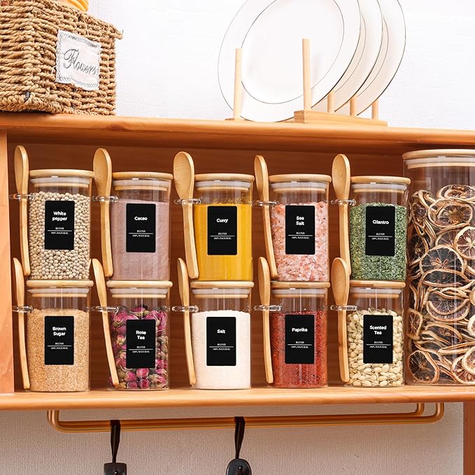 ComSaf 12 Pcs Glass Spice Jars and Spoons, 8oz Glass Containers - Image 7