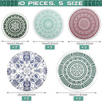 Patelai 10 Pcs Bowl Covers Reusable in 5 Size Stretch Cloth Fabric Elastic Food - Image 2