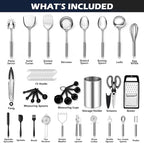 E-far Stainless Steel Kitchen Utensils Set, 39-Piece Cooking Utensils Set - Image 2