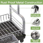romision 2 Tier Compact Stainless Steel Dish Drainers Drying Rack - Image 2