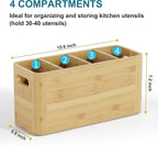 Bamboo Utensil Holder for Kitchen Counter, Extra Large Utensil Organizer for - Image 2