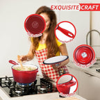 HaSteeL 3 QT Cast Iron Saucepan, Enamel dutch oven - Image 4