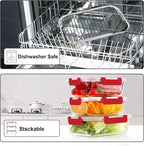 VERONES 10Pack Glass Meal Prep Containers, Airtight Glass Lunch Containers - Image 5