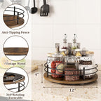 12" Lazy Susan Turntable Organizer, Round Wooden Lazy Susan Organization and - Image 3