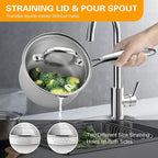 Cyrosa 2.0 Quart Saucepan with Lid, Stainless Steel Sauce Pot with Strainer Lid - Image 3