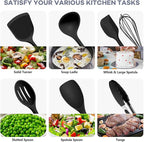 TeamFar Silicone Cooking Utensils, 446°F Heat Resistant Kitchen Gadgets Tools - Image 5
