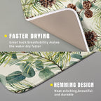 Winter Dish Drying Mat for Kitchen Counter 16x18 Christmas Evergreen Leaves - Image 3