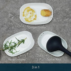 KITCHENDAO 3 in 1 Porcelain Ginger Grater Tool Spoon Rest Herb Stripper - Image 3