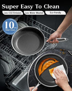 Honeycomb Stainless Steel Nonstick Frying Pan, Induction Cooktop Compatible - Image 6
