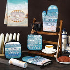 6 Pcs Summer Beach Kitchen Towels Pot Holders and Oven Mitts Set Include - Image 6