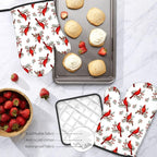 Christmas Cardinal Birds Oven Mitts and Pot Holders Sets of 3, Cardinal Birds - Image 7
