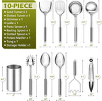 E-far Cooking Utensils Set, 10-Piece Stainless Steel Kitchen Utensils - Image 2