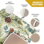 Winter Dish Drying Mat for Kitchen Counter 16x18 Christmas Evergreen Leaves - Image 4