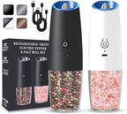 UNNEES Rechargeable Electric Salt and Pepper Grinder set of 2, gravity electric by UNNEES