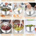 TeamFar Mixing Bowls, Stainless Steel Nesting Salad Bowls - Image 7