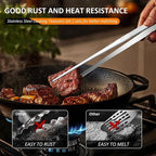 2-Piece Kitchen Tongs Set: Straight & Curved Edge Stainless Steel Non-Slip Grip - Image 3
