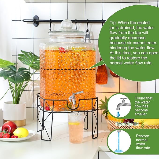 Honeydak 4.6 Gallon Glass Beverage Dispenser - Image 3