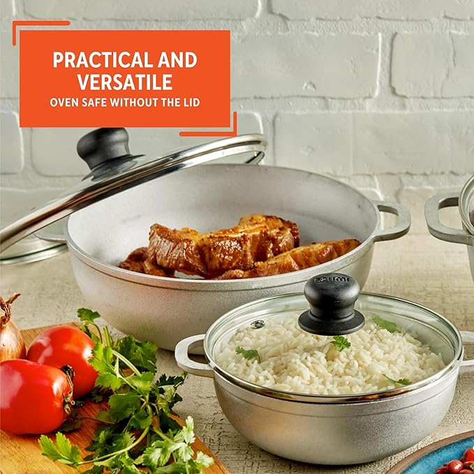 IMUSA Caldero Stock Pot with Glass Lid 3pc Set, 1.5/3.5/7 QT, Cast Aluminum - Image 5