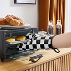 Ohocut Black and White Checkered Oven Mitts Heat Resistant, Vintage Retro - Image 2