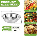 10 PCS Stainless Steel Mixing Bowls 13 Inch 8 Qt Extra Large Metal Basin - Image 2