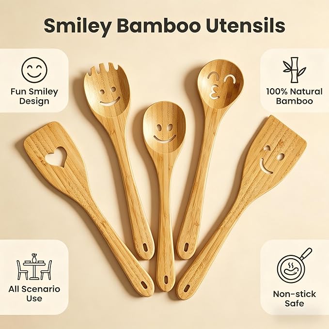 Fun Wooden Spoons for Cooking 5 Piece - Image 5
