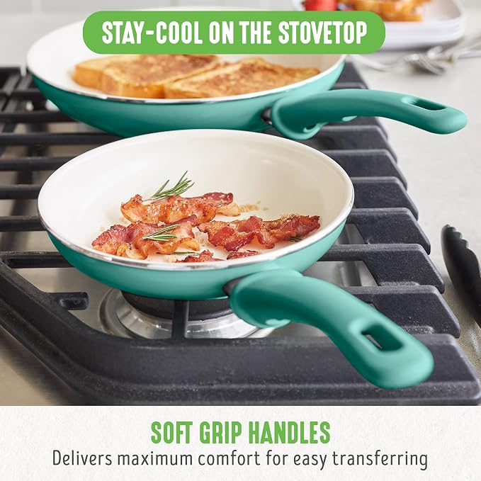 GreenLife Non Stick Fry Pan Set 7" & 10", Non-Toxic PFAS-Free Ceramic Skillet - Image 6