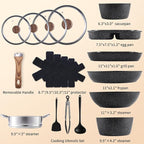 17 Pcs Pots and Pans Set, Nonstick & Non-Toxic Healthy Pots and Pans, - Image 2
