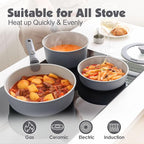 SENSARTE 17 Piece Ceramic Pots and Pans Set, Nonstick Detachable Handle Cookware - Image 6