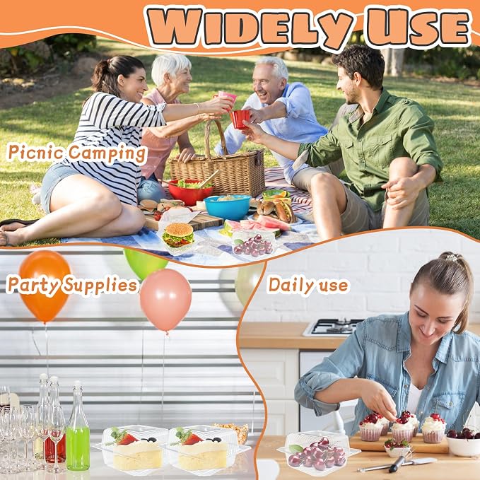 Jizvxe 50 Pcs Clear Plastic Take Out Containers, Disposable Clamshell Dessert - Image 5
