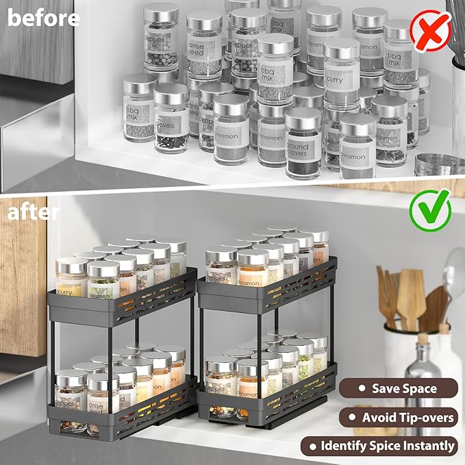 2 Pack Pull Out Spice Rack Organizer - Image 6