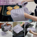 Pot Holders Yarn-Dyed Set of 3 Non Slip Silicone Kitchen Lines Heat Resistant - Image 6
