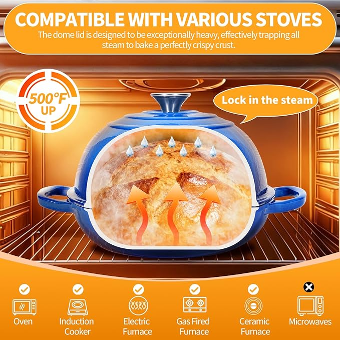 ONKO Dutch Oven For Sourdough Bread Baking, 6QT Enameled Cast Iron Dutch Oven - Image 2