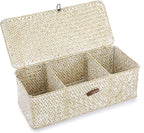Hipiwe Seagrass Storage Basket Bin 3 Sections Hand-Woven Wicker Baskets - Image 9