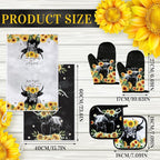 Leinuosen 6 Sunflower Cow Kitchen Towels Kitchen Decor and Accessories Set - Image 3