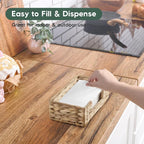 Napkin Holder for Bathroom, Woven Wicker Water Hyacinth Guest Towel Holder Tray - Image 4