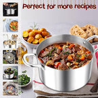 E-far 8 Quart Stock Pot with Lid, 18/10 Tri-ply Stainless Steel Stockpot - Image 5
