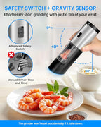 Gravity Electric Pepper and Salt Grinder Set of 2 Pack, One Hand Automatic - Image 3