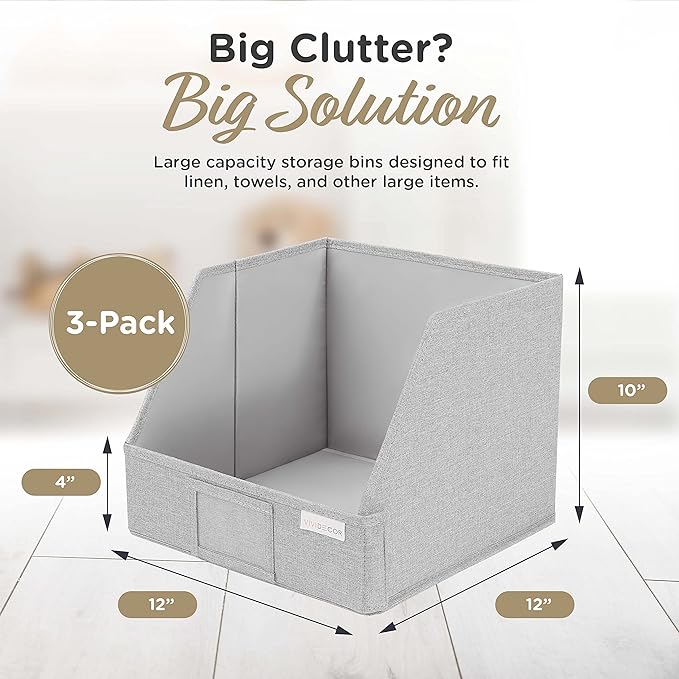 VIVIDECOR Open Front Trapezoid Closet Bins 12x12x10 – Easy Access Shelf - Image 4